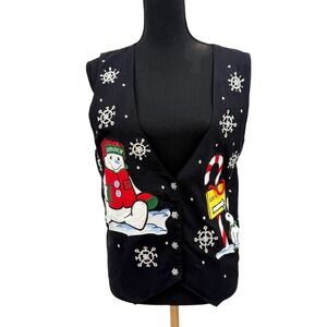 Snowden‎ and Friends Women's Christmas Vest  Snowman Bunny North Pole Large